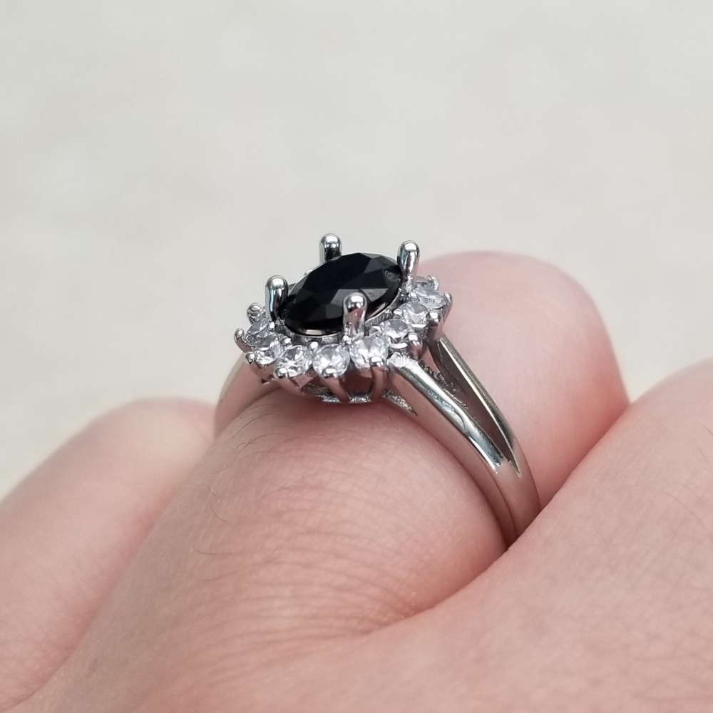 HOST PICK ❤️ 18k White Gold With Black Spinel Ring - Picture 8 of 8